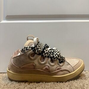 Lanvin Curb Shoes Womens Size 7 Pink Chevron Sneakers FW-SKDK02-DRA2-A21 51